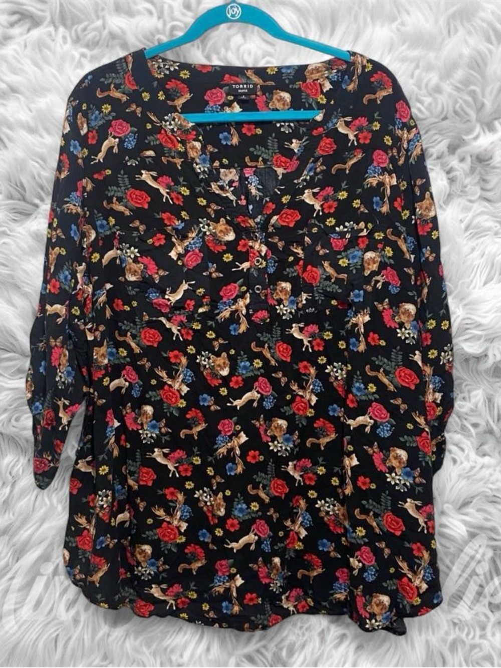torrid Black Floral Button-Front Tunic